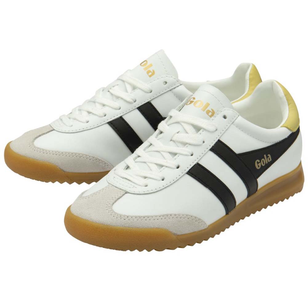 Torpedo Leather Sneakers in Off White/Black/Gold by Gola