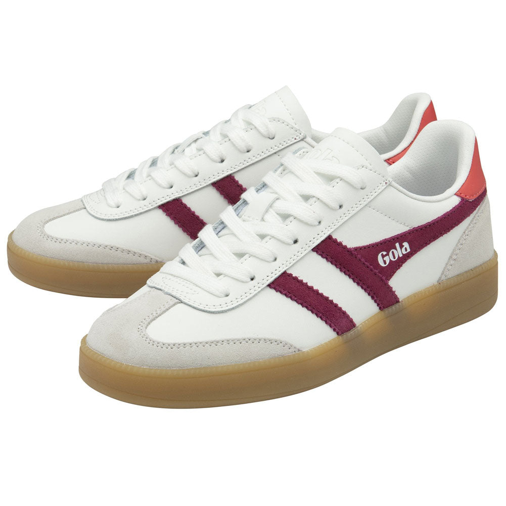 Viper Leather Sneakers in White/Cerise/Coral/Gum by Gola