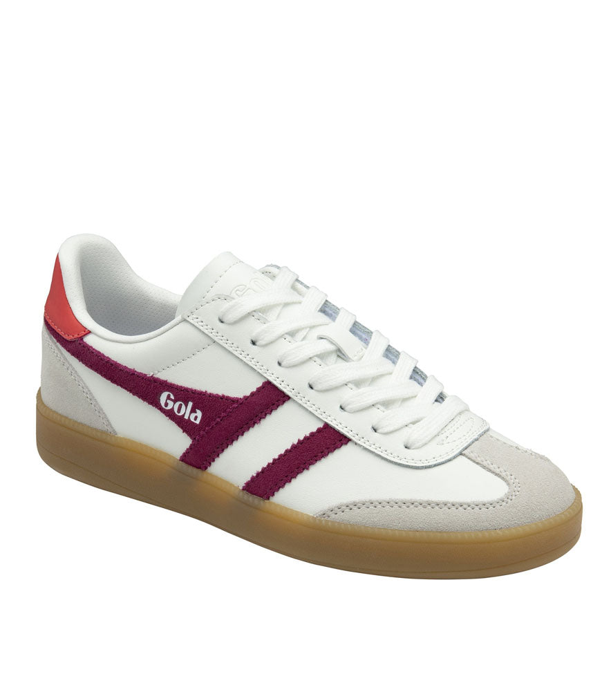 Viper Leather Sneakers in White/Cerise/Coral/Gum by Gola