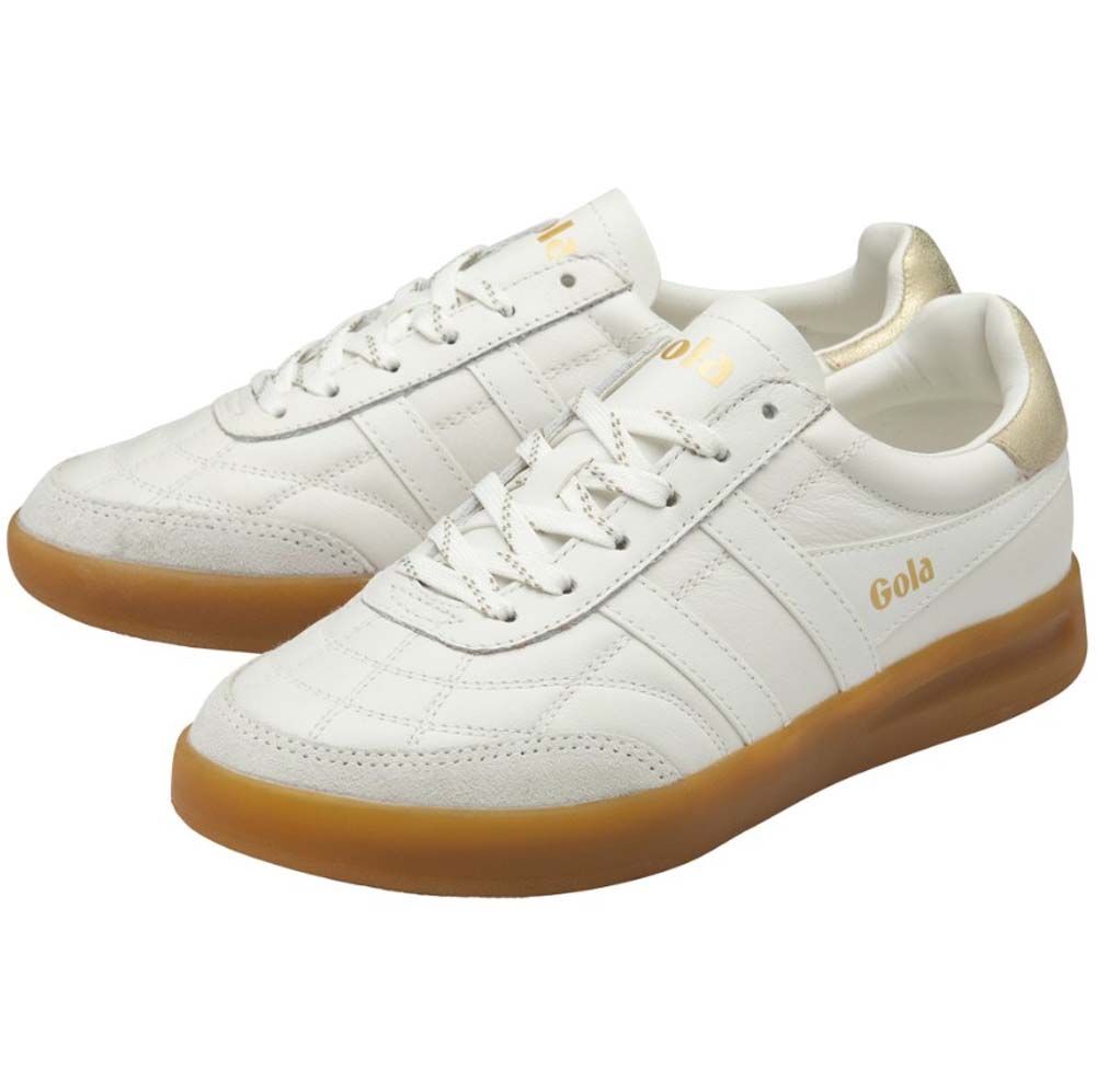 Stadia Leather Sneakers in White/Gold/Gum by Gola