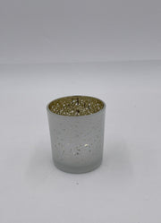 Glass Votive Holder with Stars White/Metallic Gold 2.75'' by Trade Cie