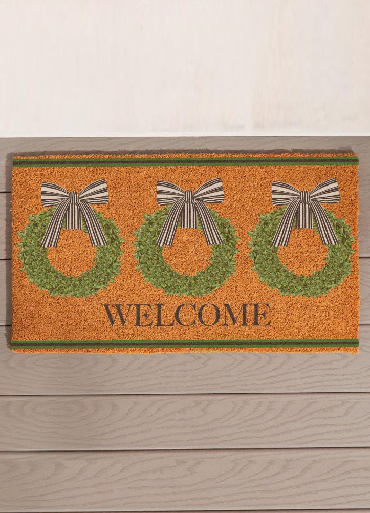 Boxwood Wreaths Coir Mat by Evergreen