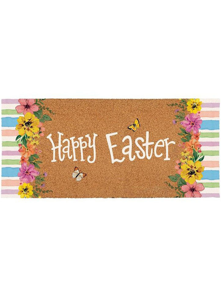 Floral Bunny Flocked Coir Sassafras Switch Mat by Evergreen