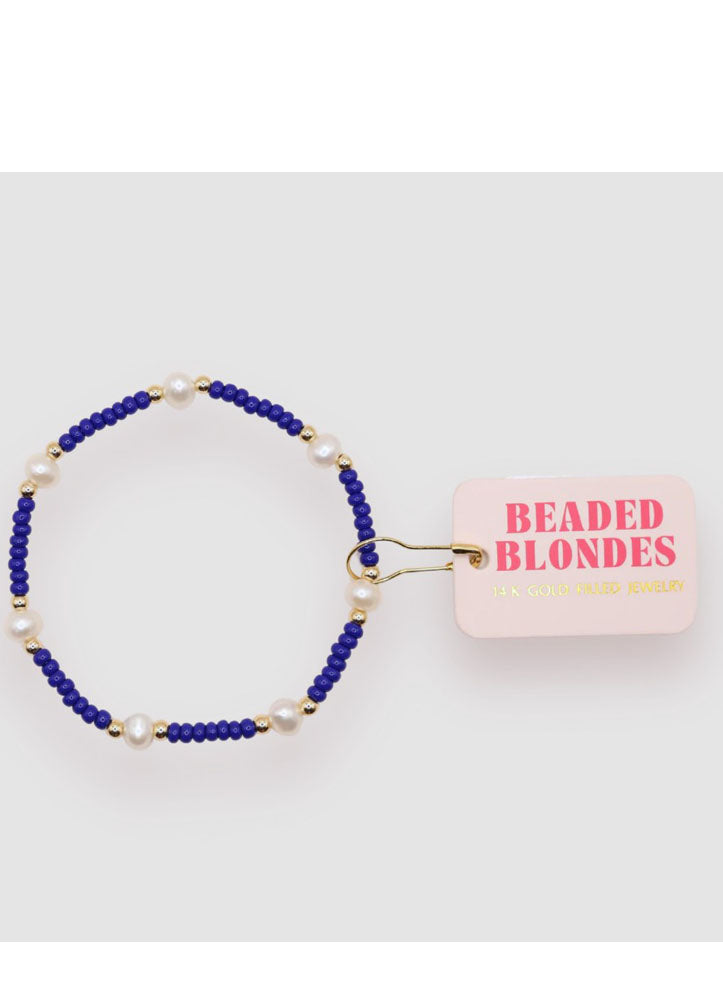 Cobalt Blue Pearl Bracelet by Beaded Blondes