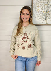 Coffee Club Doodle Sweatshirt in Sand by Chloe VS Tank