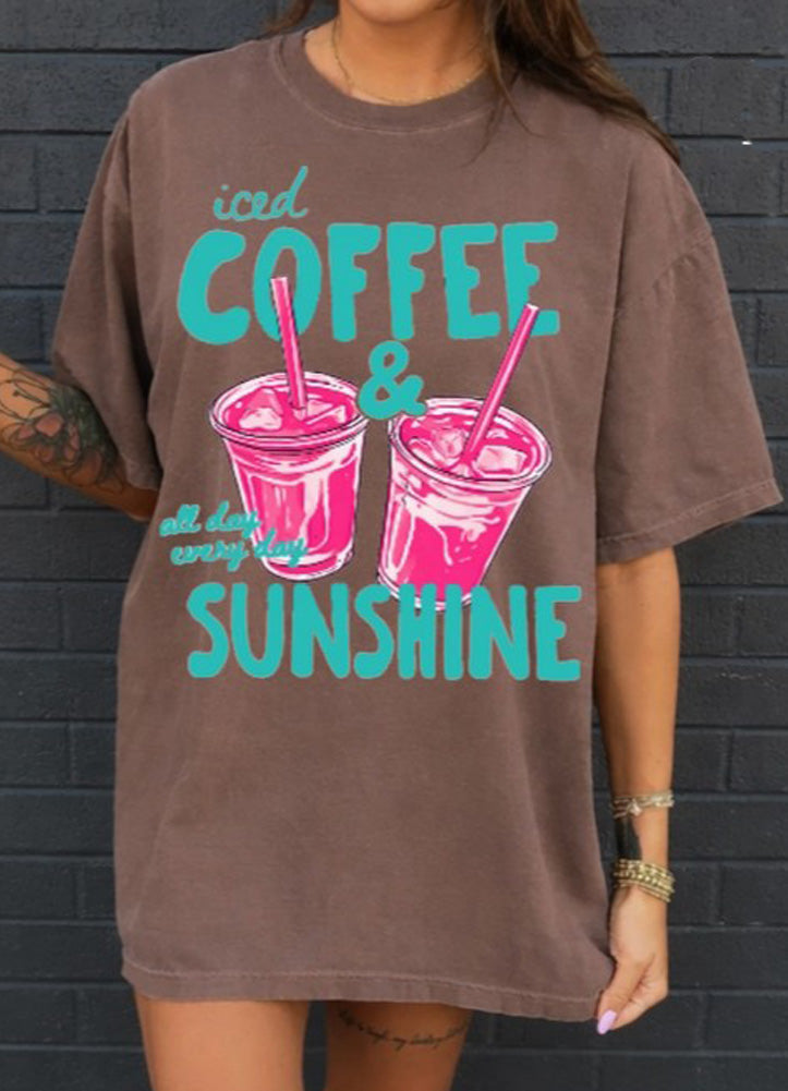 Iced Coffee & Sunshine Tee in Espresso by Trendy Chic