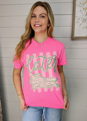 Preppy Later Gator Tee in Neon Pink by Trendy Tee Co