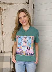 Don't Just Go To Church Tee in Light Green by Trendy Tee Co