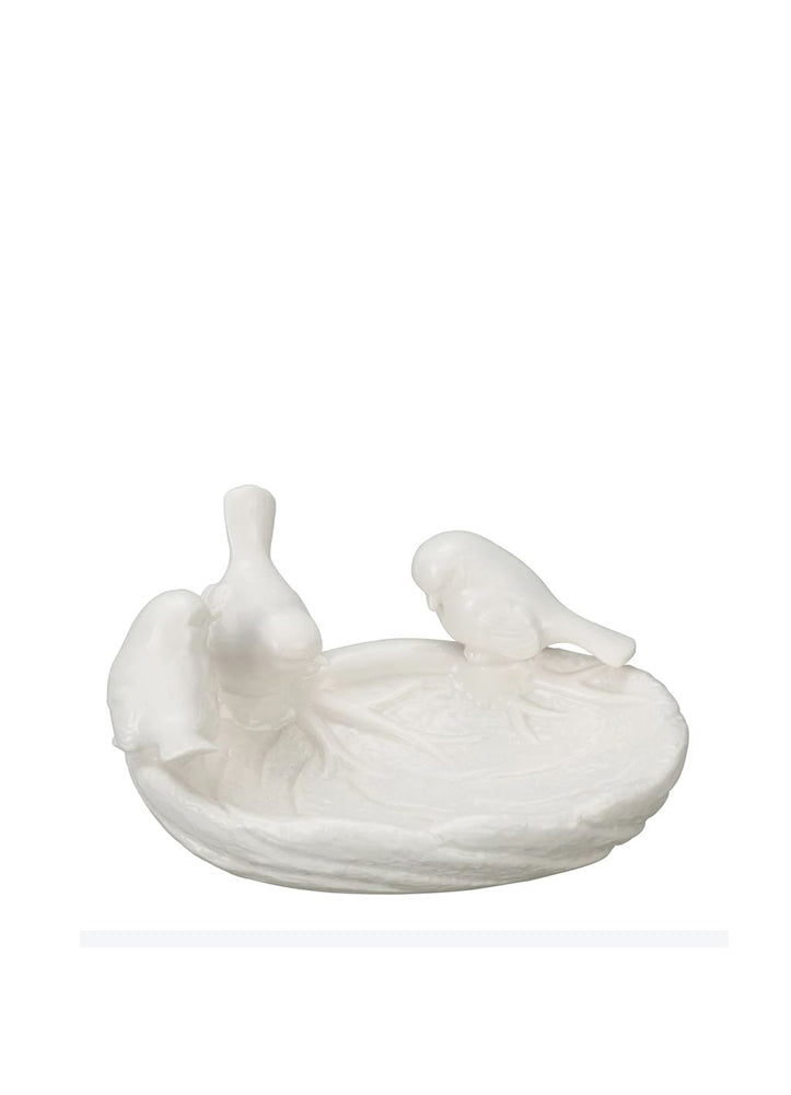 Decorative Ceramic Leaf Dish with Birds by Creative Co-op