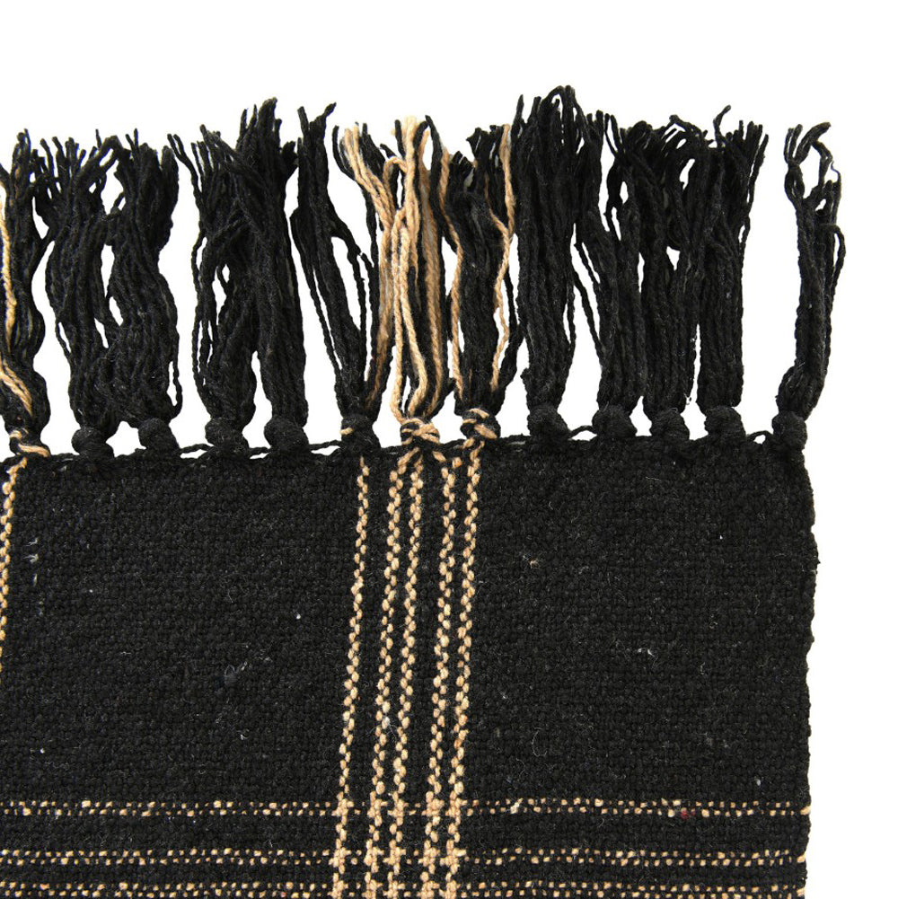 Recycled Cotton Blend Throw in Black/Tan Plaid by Creative Co-op