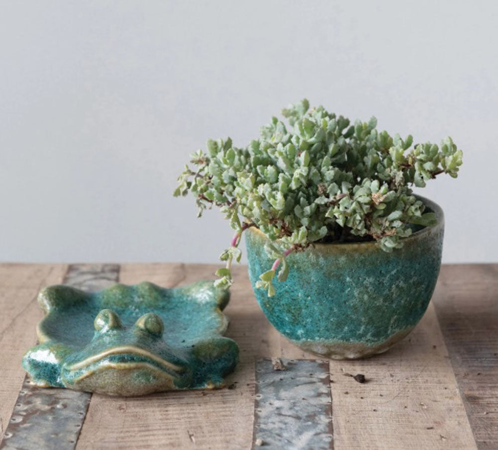 Stoneware Planter Frog Base by Creative Co-op