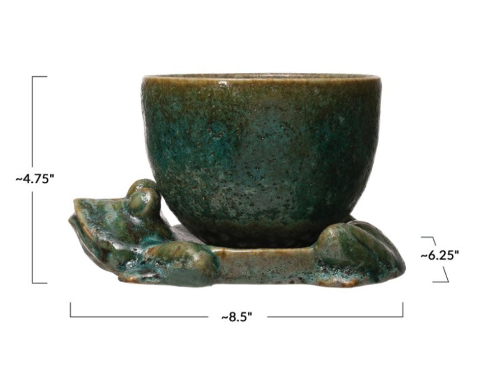Stoneware Planter Frog Base by Creative Co-op