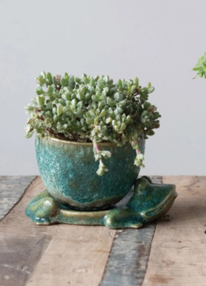 Stoneware Planter Frog Base by Creative Co-op