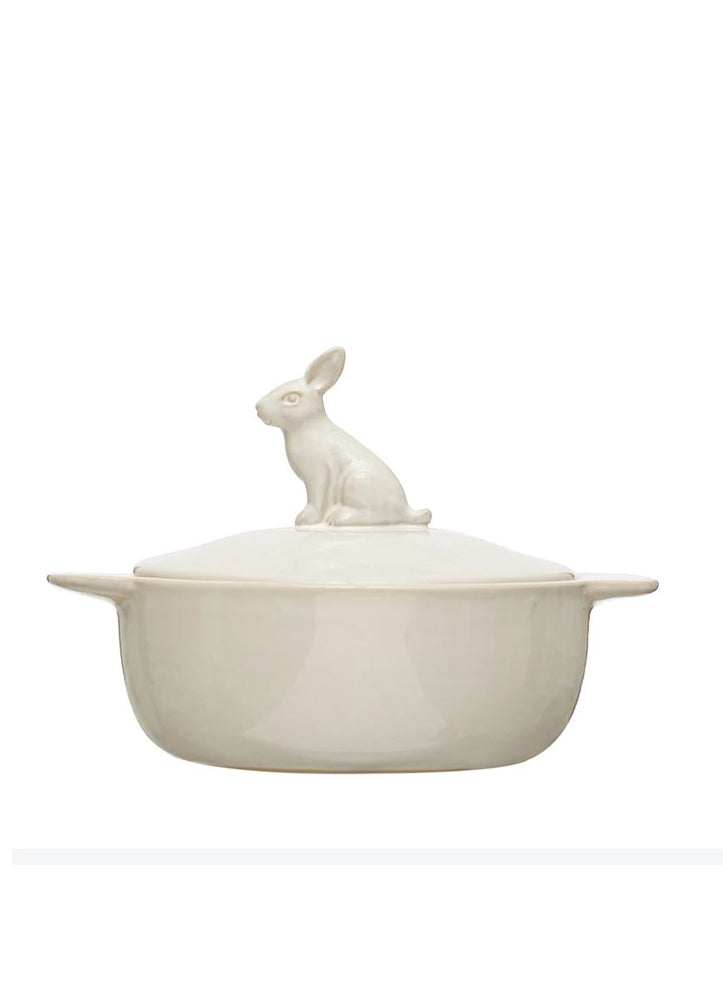 4 Cup Stoneware Baker with Finial by Creative Co-op