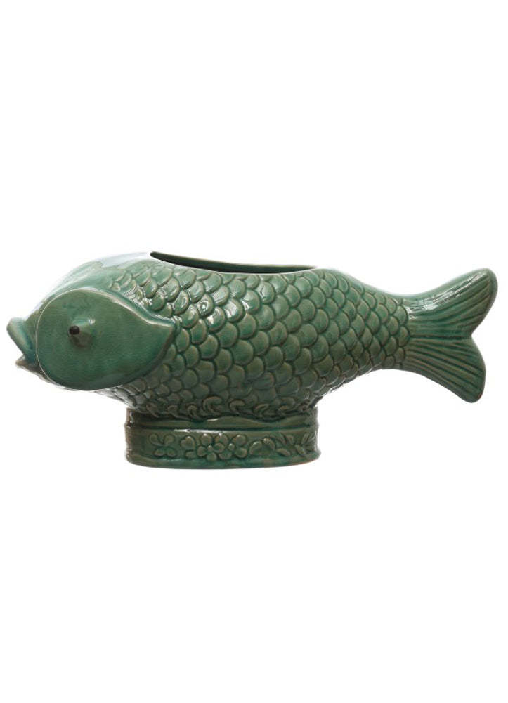 Stoneware Fish-Shaped Pot by Creative Co-op