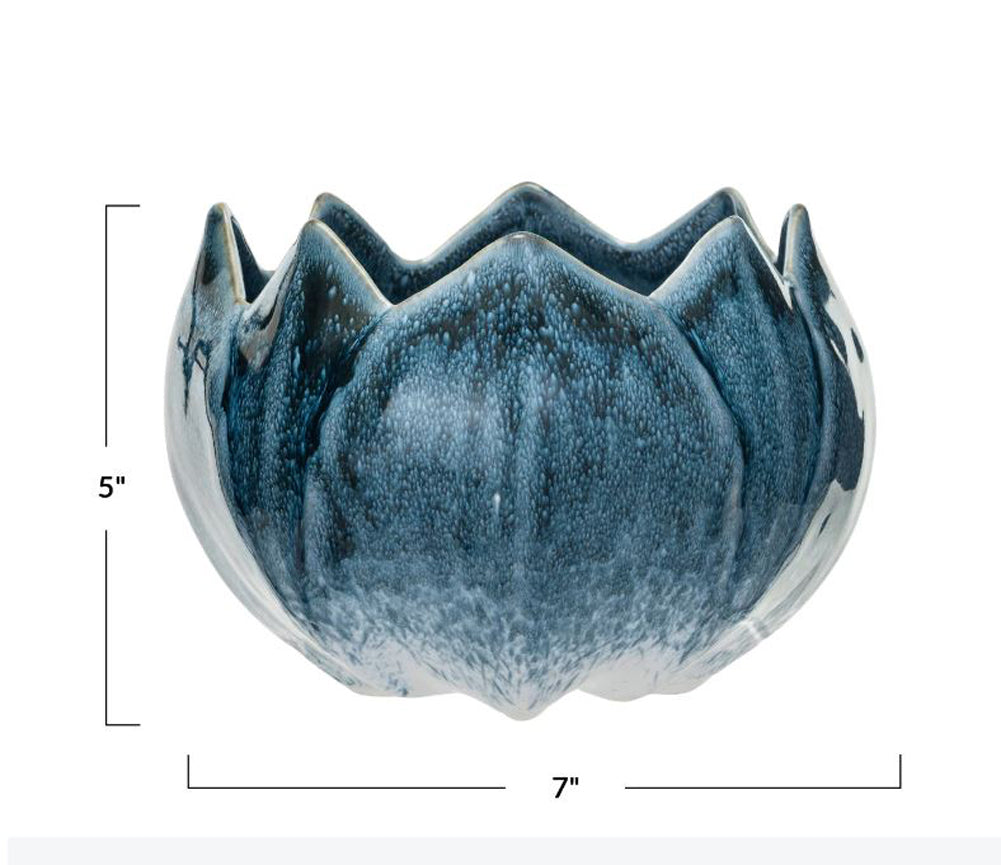 Round Stoneware Planter with Blue Reactive Glaze by Creative Co-op