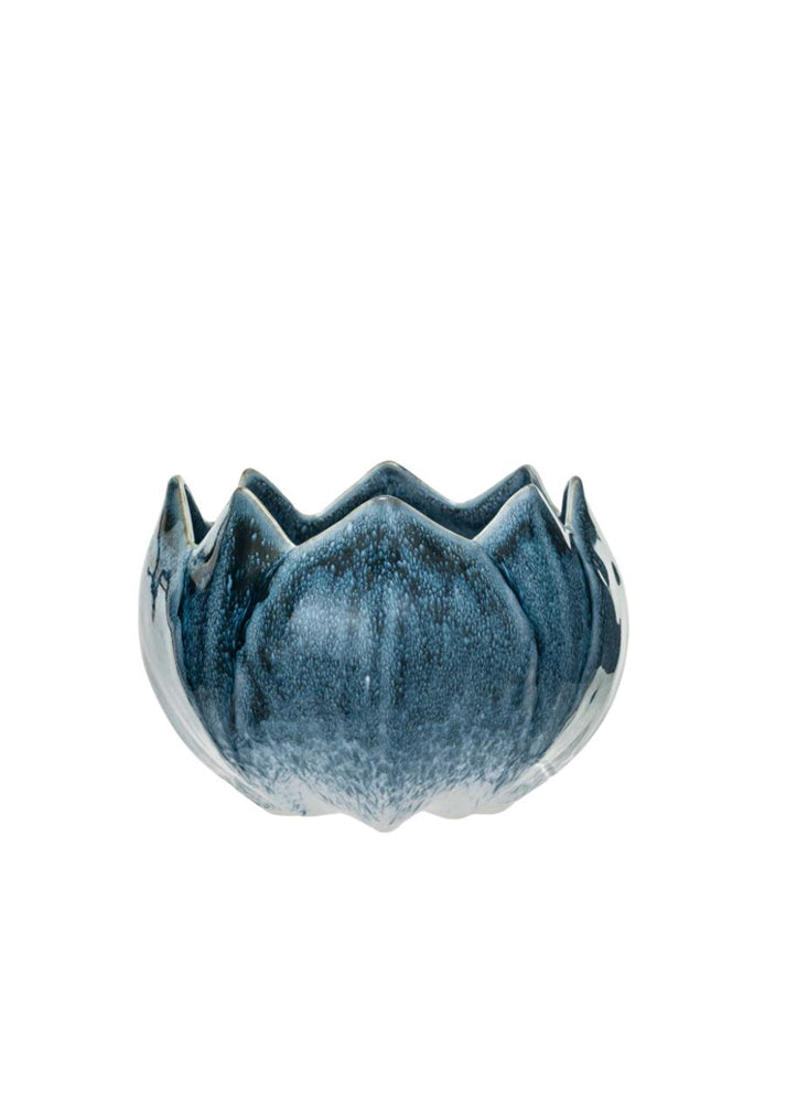 Round Stoneware Planter with Blue Reactive Glaze by Creative Co-op