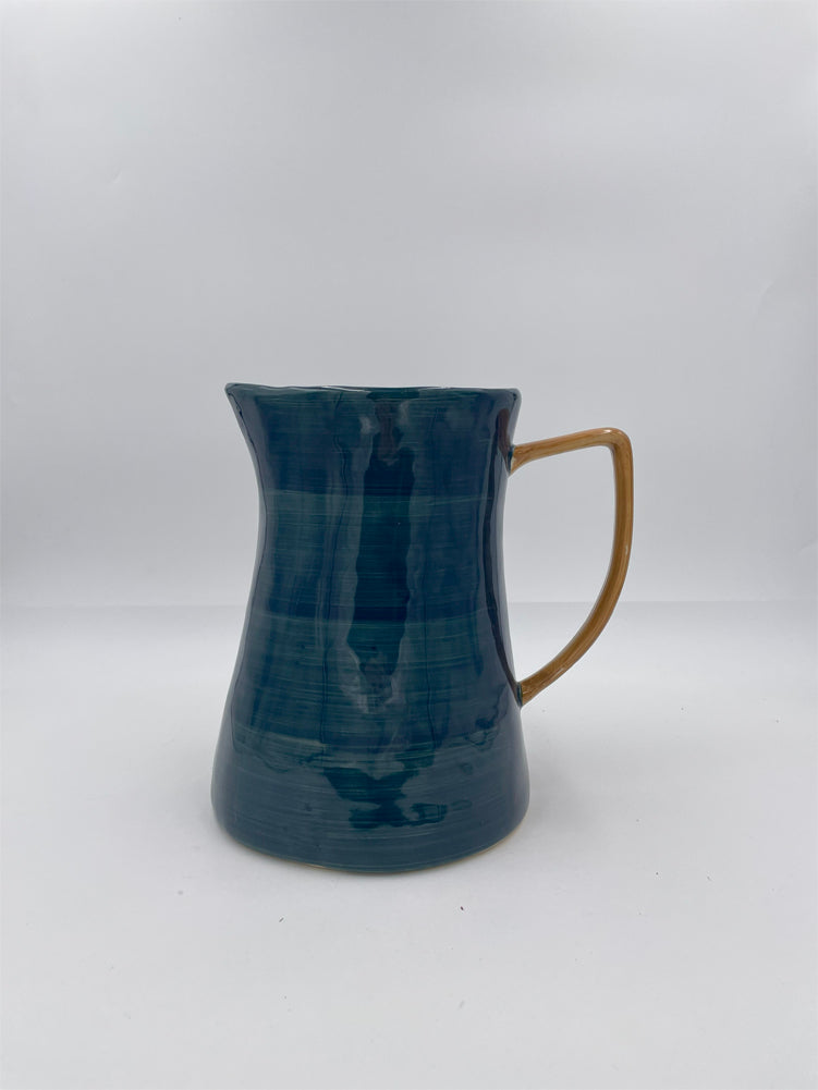 Stoneware Pitcher with Flowers by Creative Co-op