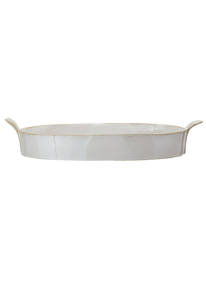 Stoneware Baker w/ Handles in White by Creative Co-op