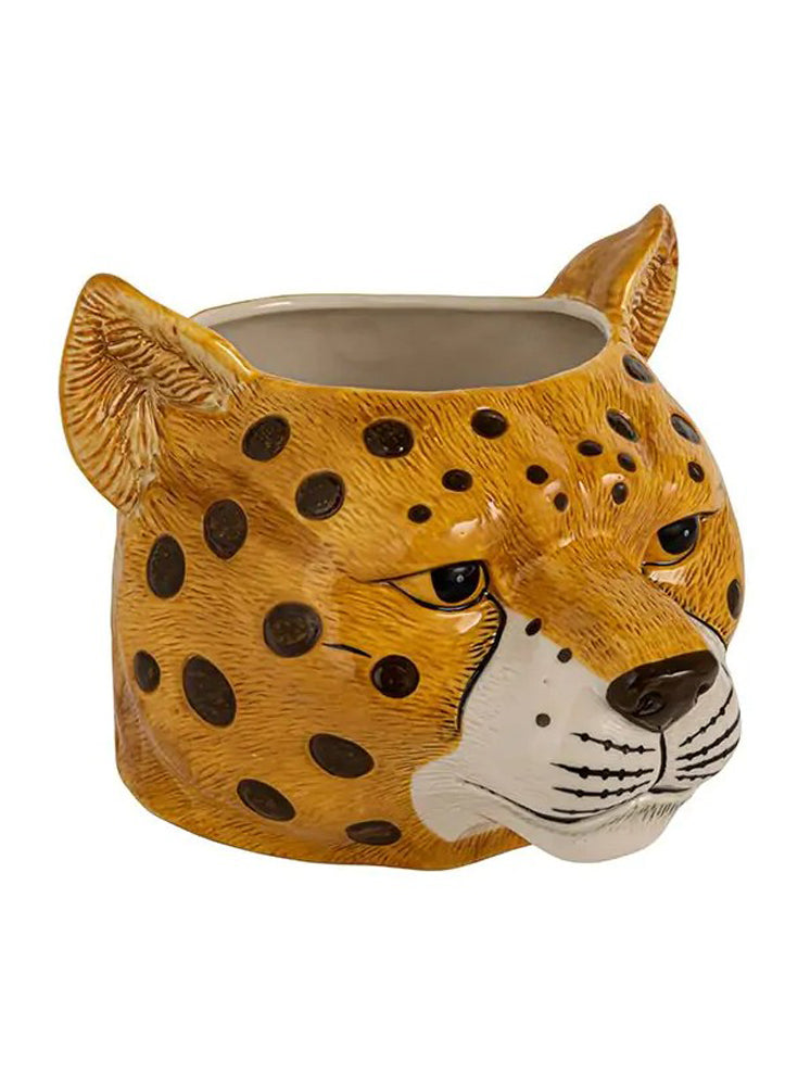 Ceramic Cheetah Head Planter in Multi Color by Creative Co-op