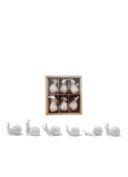 Set of 6 Stoneware Snails White by Creative Co-op