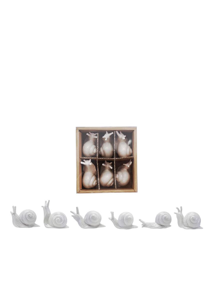 Set of 6 Stoneware Snails White by Creative Co-op