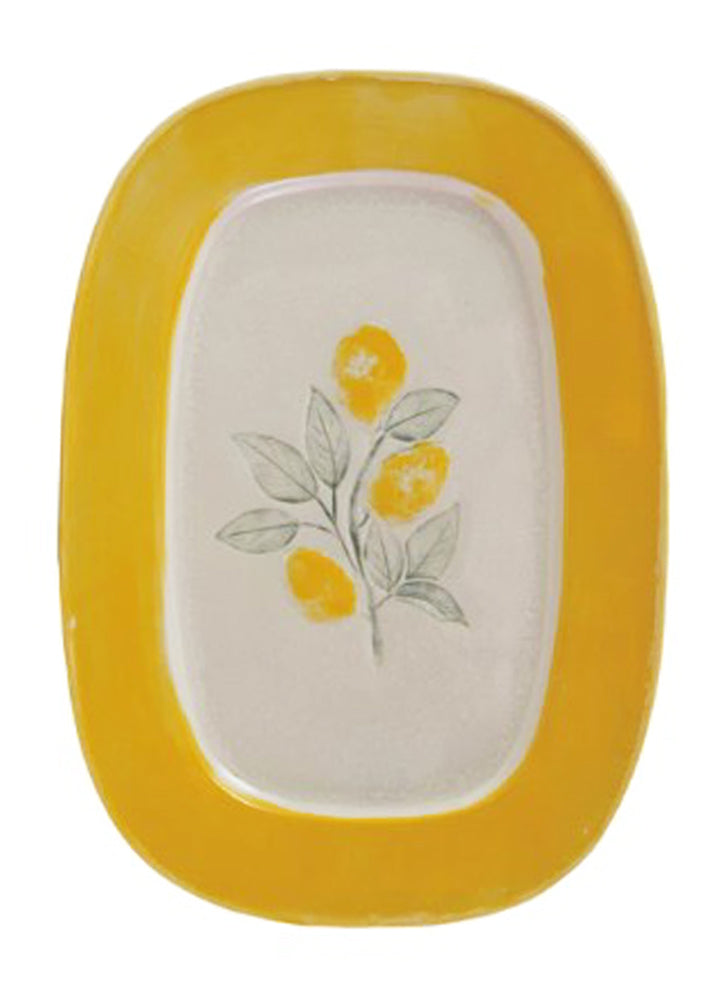 Stoneware Plate with Lemons by Creative Co-op