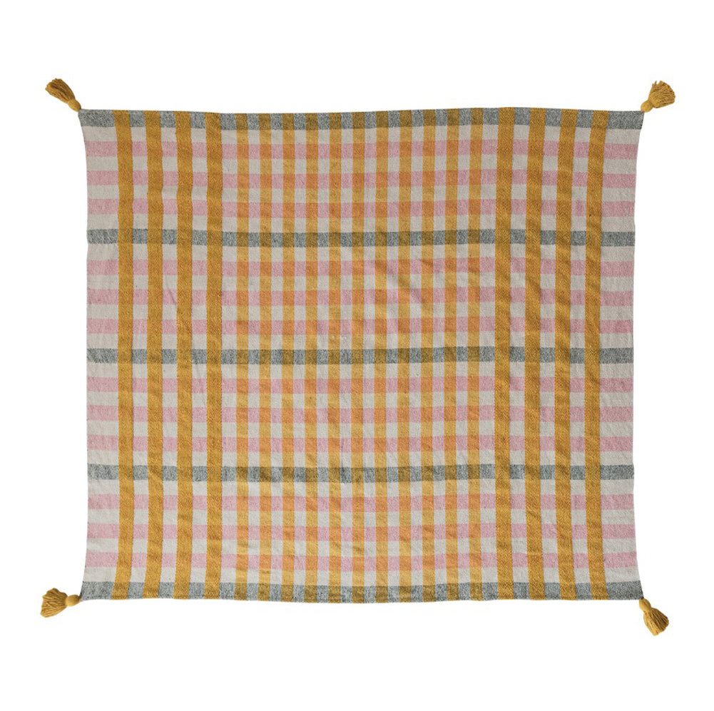 Woven Recycled Cooton Jacquard Throw w/ Tassels by Creative Co-op
