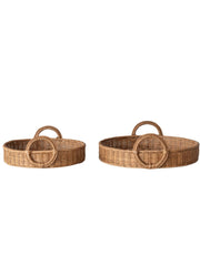 Small Decorative Rattan Tray w/ Handles in Natural by Creative Co-op