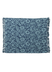 Woven Cotton Blend Throw with Floral Pattern and Fringe by Creative Co-op
