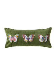 Velvet Lumbar Pillow with Embroidered Butterflies by Creative Co-op