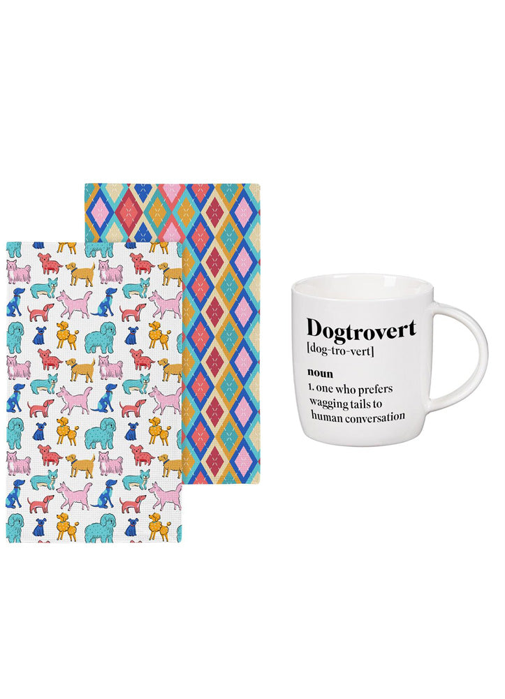 Dogtrovert 10oz Cup with Towel Gift Set by Evergreen