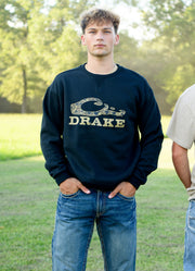 Graphic Sweatshirt Crew Old School Logo Black by Drake