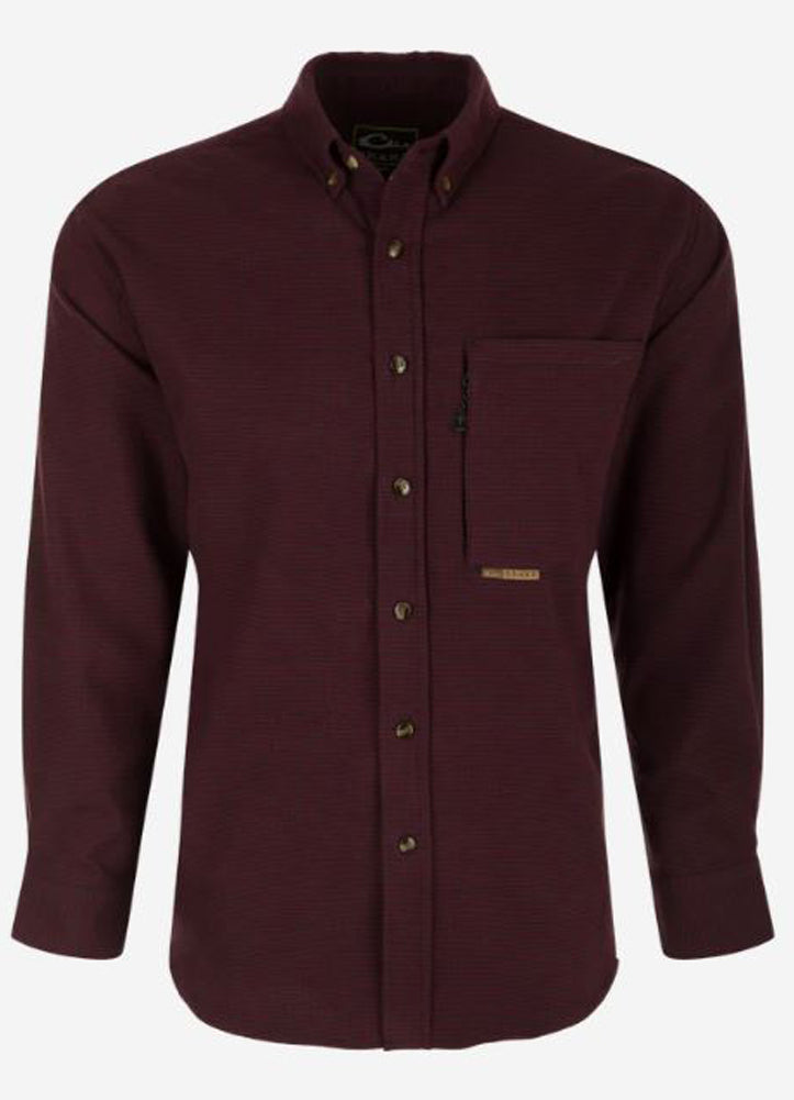 Autumn Brushed Twill Houndstooth LS in Windsor Wine by Drake