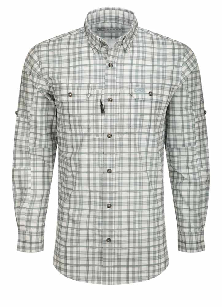 Hunter Creek Window Pane Plaid Shirt Monument Grey by Drake