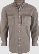 Cinco Ranch Western LS in Acid Wash Solid Castlerock Grey by Drake