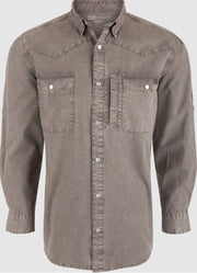Cinco Ranch Western LS in Acid Wash Solid Castlerock Grey by Drake