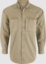 Cinco Ranch Western LS Acid Wash Solid Oil Green by Drake