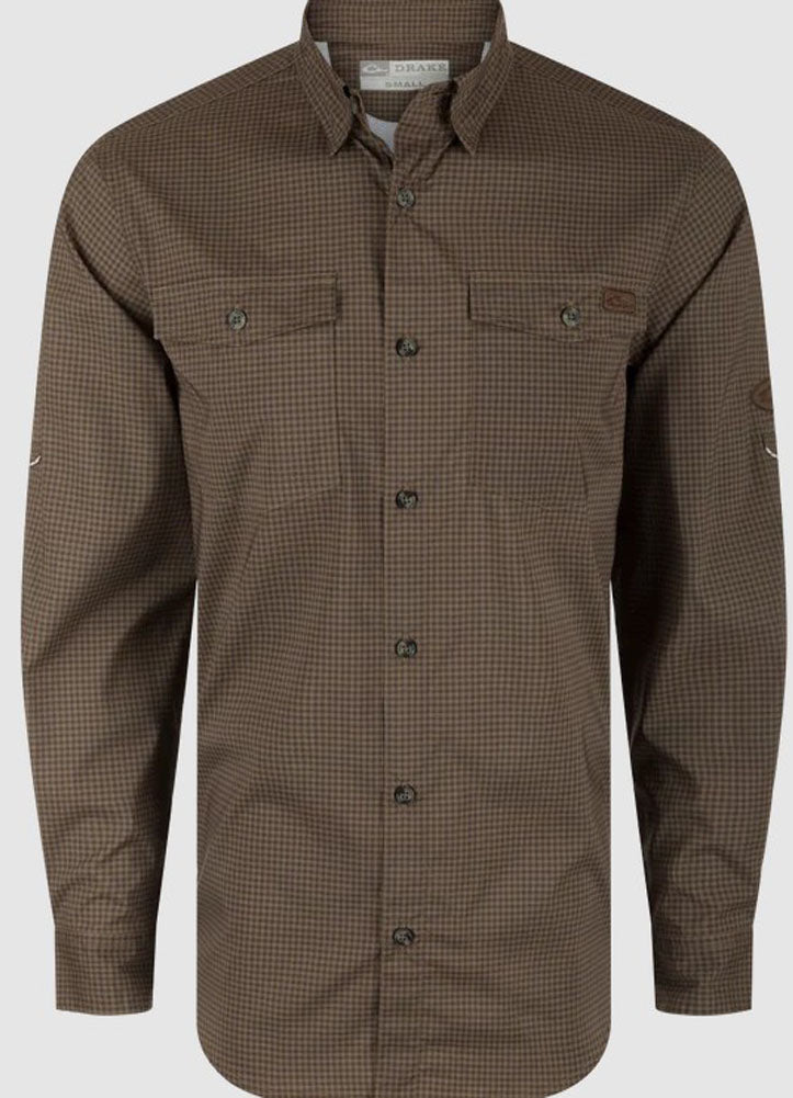 Frat BD Gingham Check Shirt LS in Chocolate Chip Tonal by Drake