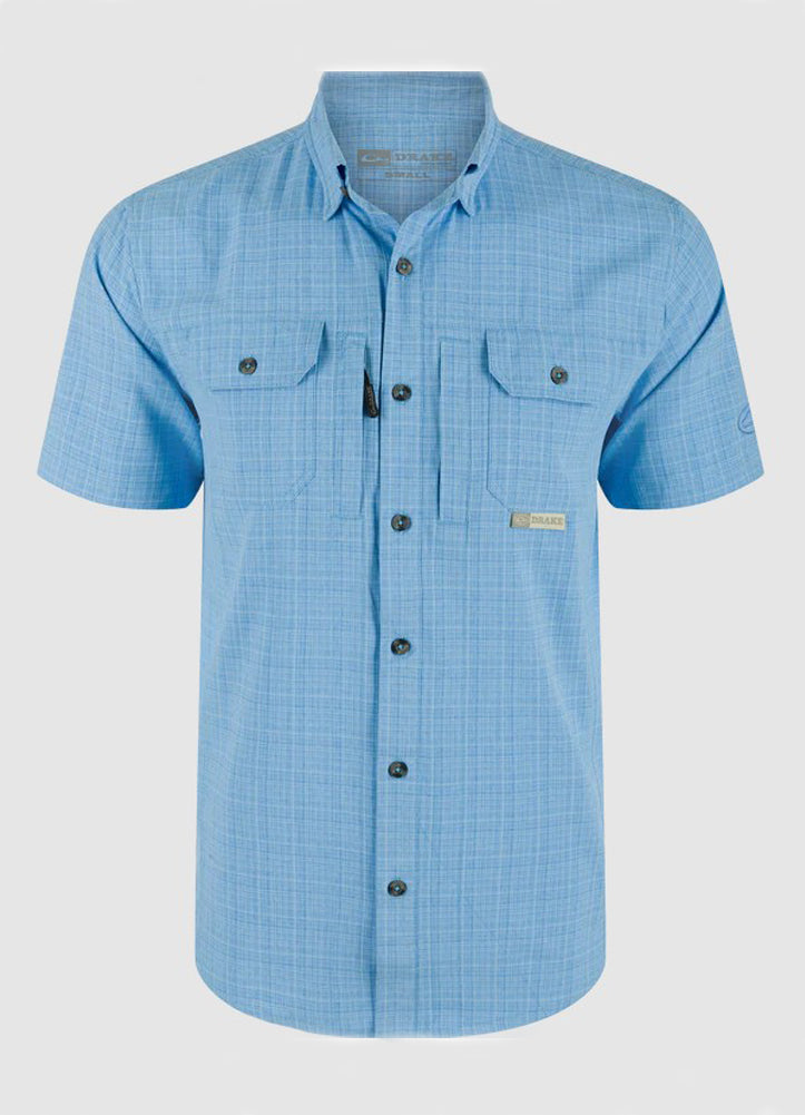 Wingshooter Trey SS Cross Hatch in Marina Blue by Drake