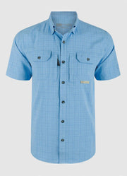 Wingshooter Trey SS Cross Hatch in Marina Blue by Drake