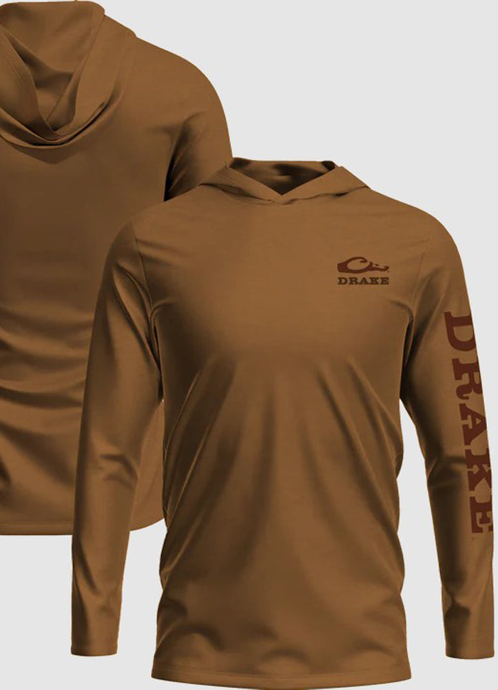 Graphic LS Hoodie Logo Solid in Golden Pecan Dark Heather by Drake