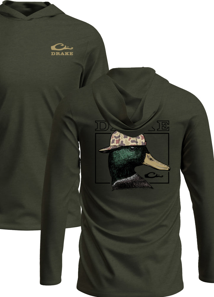 Graphic LS Hoodie Logo Solid Black Cap Mallard in Deep Depths by Drake