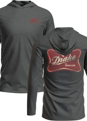 Graphic LS Hoodie Logo Solid Drake Life in Graphite Heather by Drake