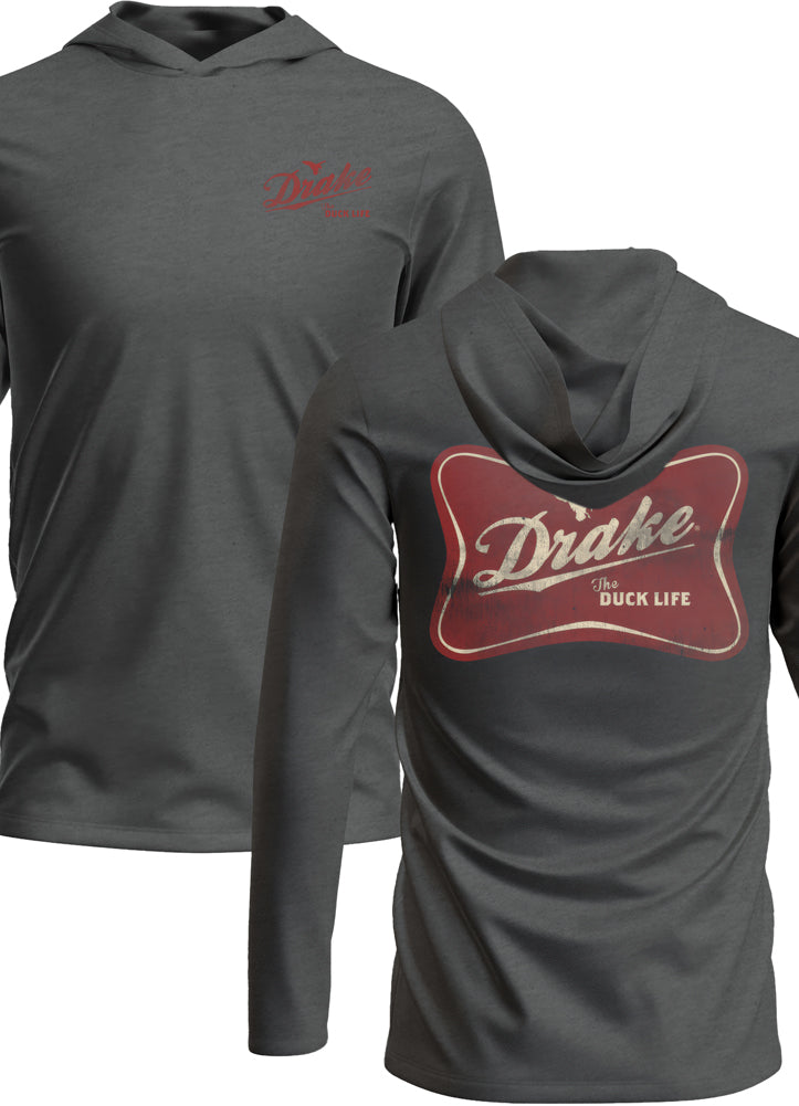 Graphic LS Hoodie Logo Solid Drake Life in Graphite Heather by Drake