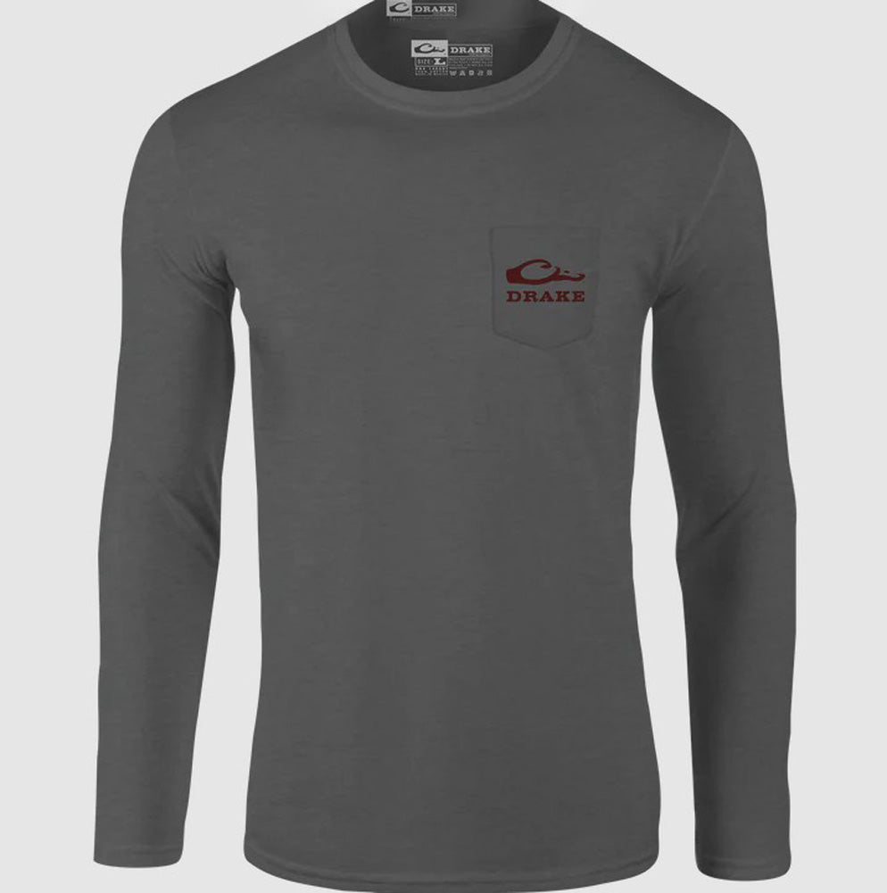 Americana Scenic Tee LS in Graphite Heather by Drake