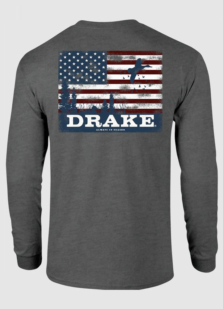 Americana Scenic Tee LS in Graphite Heather by Drake