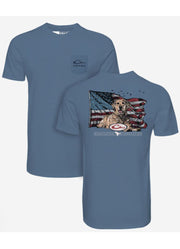 Americana Yellow Lab SS in Coronet Blue Light Heather by Drake