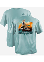 Watercolor Mallard Cotton SS in Aqua Sky by Drake