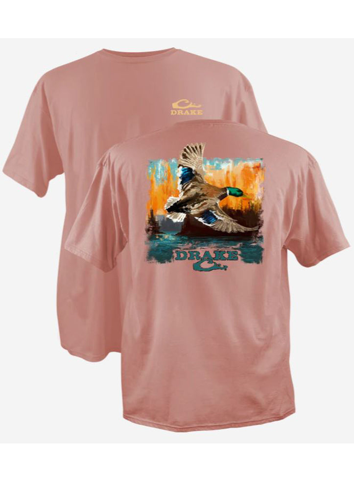 Watercolor Mallard Cotton SS in Terracotta by Drake